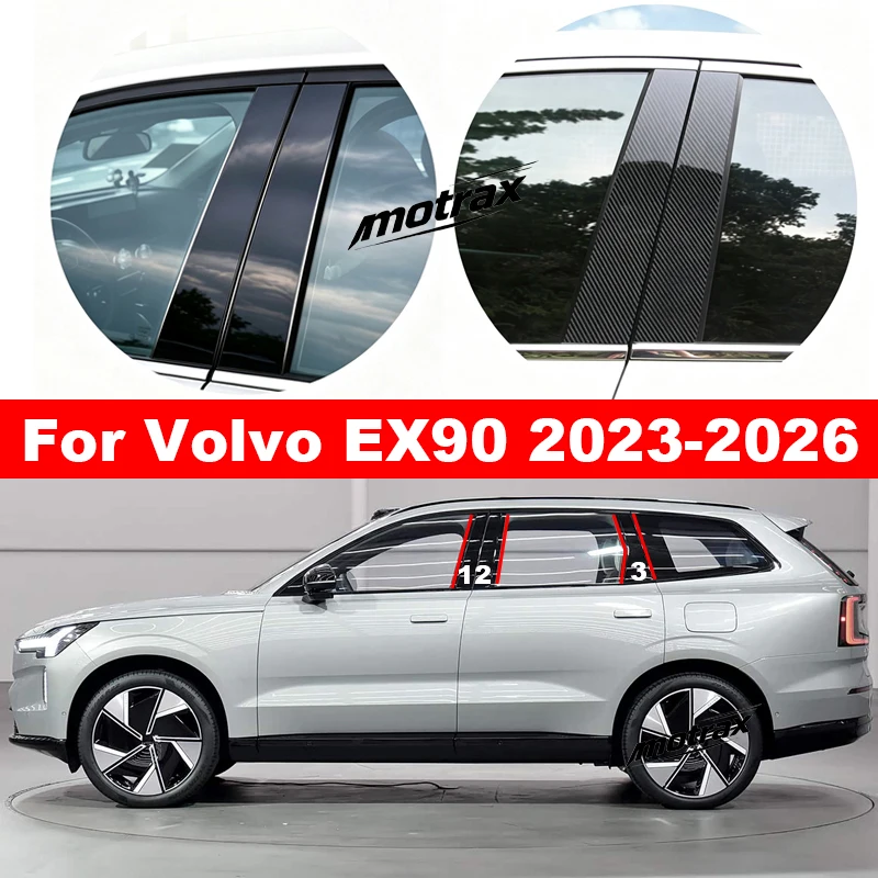 Auto Exterior B C Pillar Post Window Trim Cover PC Middle Pillar Decorative Sticker for Volvo EX90 2023 2024 2025 2026