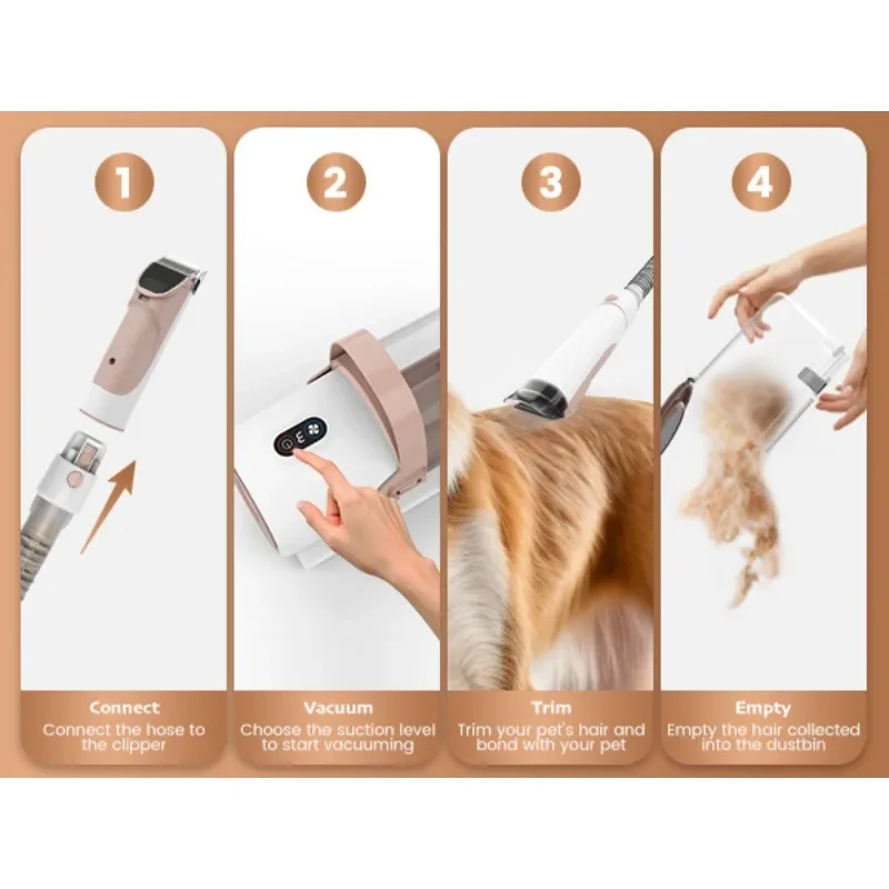 Electric Vacuum Pet Hair Trimmer with Suction for Cat Bristle Multifunctional Grooming Tool view 6