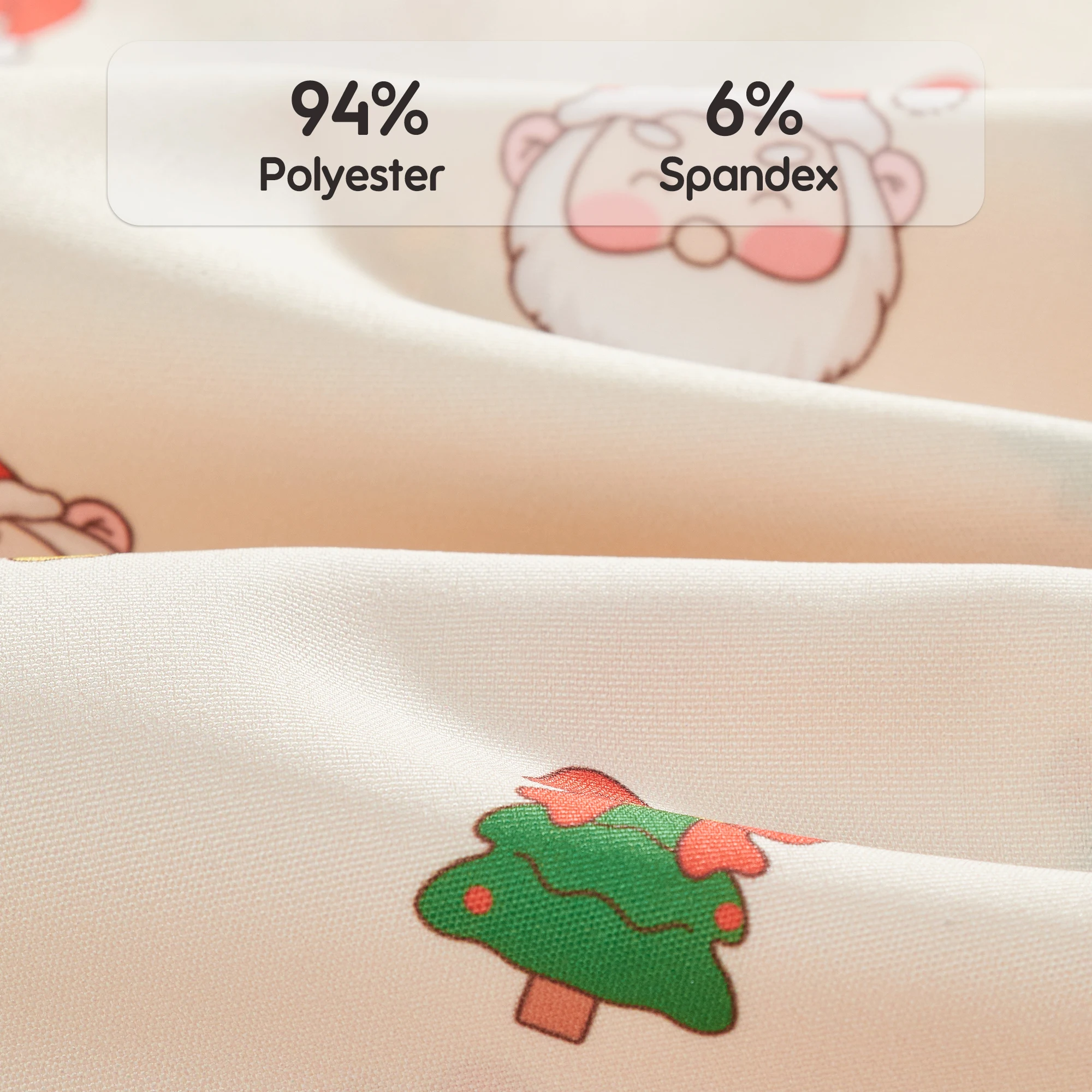 【Christmas】Women Scrub Top Beige Santa Claus Print Holiday Workwear for Nurses Surgical Medical Clinical Cartoon Uniform