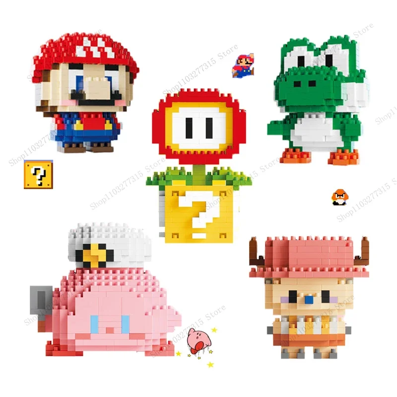 

NEW Figure Building Blocks cartoon Luigi Yoshi Mario Kirby DIY Assembly Puzzles Mini Bricks Toys for Desktop DIY ornaments Gift