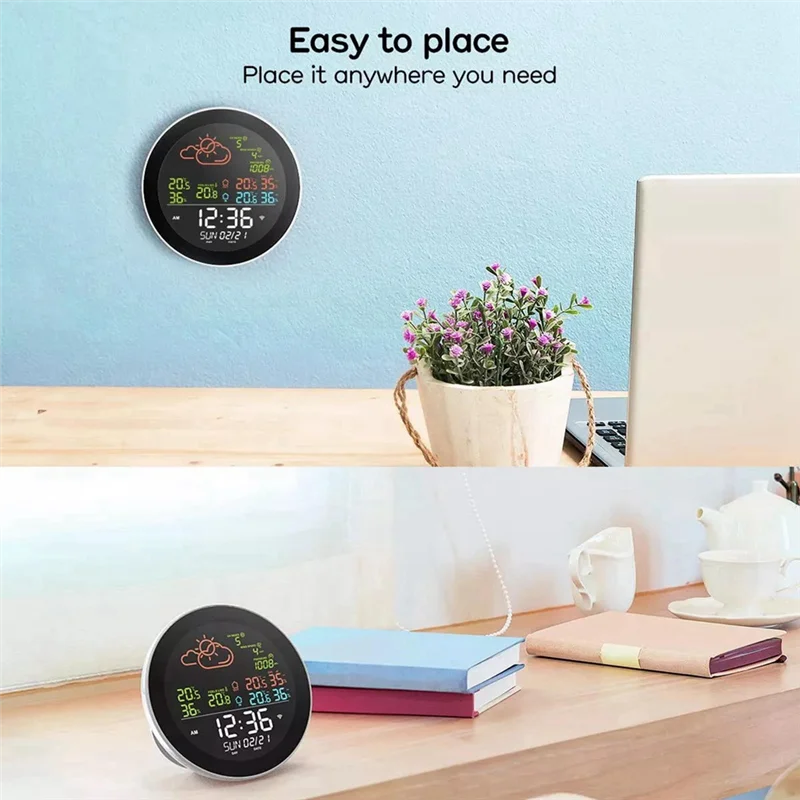 APPLIA-Tuya WIFI Weather Station Table Clock Outdoor Indoor Temperature Tester Weather Forecast Thermometer Hygrometer Durable A