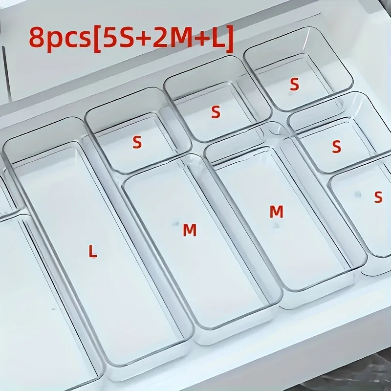 

1 3 5 6 7 8 Piece Multi Functional Acrylic Transparent Drawer Storage Box Set Cosmetic Organizer Box Desktop Storage Box