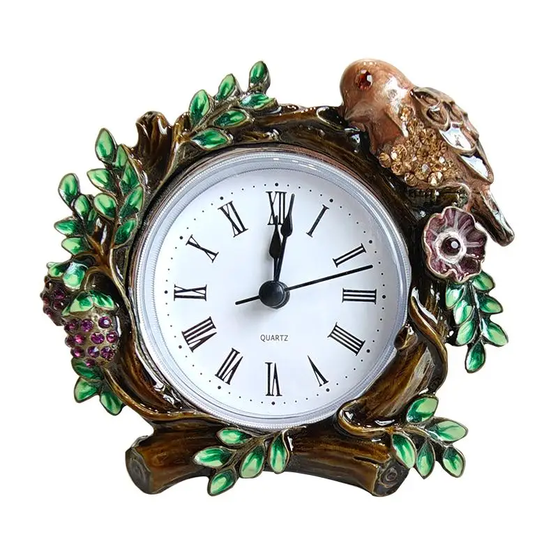 

European medieval desktop small table clock retro enamel color desktop clock collection celebrity former residence clock ornamen