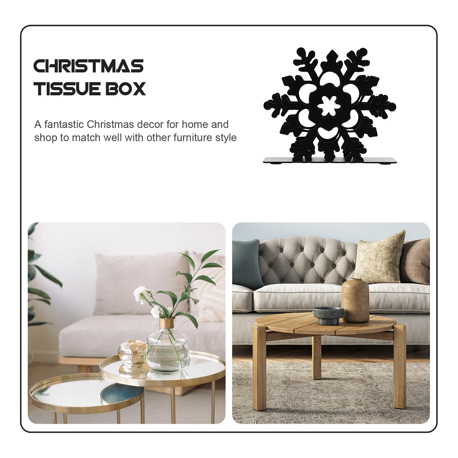 

1Pcs Iron Snowflake Tissue Rack Simple Elegant Shape Easy to Install Tissue Storage Holder for Living Room Bedroom Decor