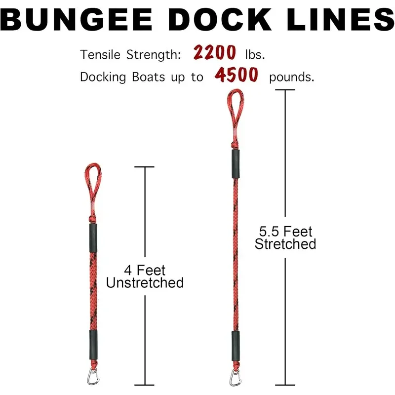 Docking Rope 1pcs 4 Feet Bungee Dock Line Mooring Ropes for Dockingi with Stainless Steel Clip Accessories Boat/Yacht Anchor view 5