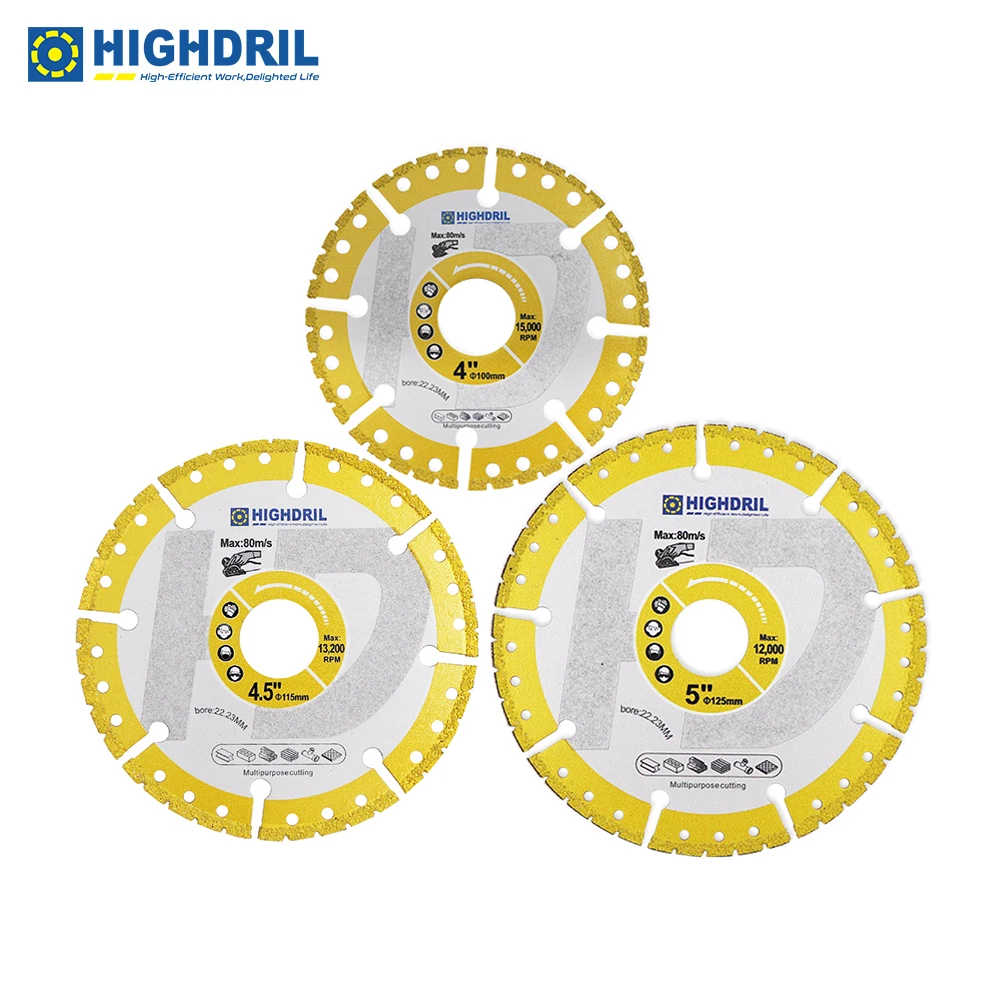 Highdril Diamantzaagblad Plating Zand Dubbelzijdig Snijschijf Vacuümsolderen Voor Graniet Marmer Aluminium Metalen Steen