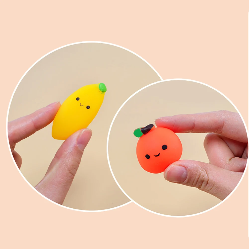 Silicone world 5/10Pcs/set Soft Glue Stress Relief Toys Fruits Squishy Toys Party Easter Gifts for Adults Kids Stress Relief Toy