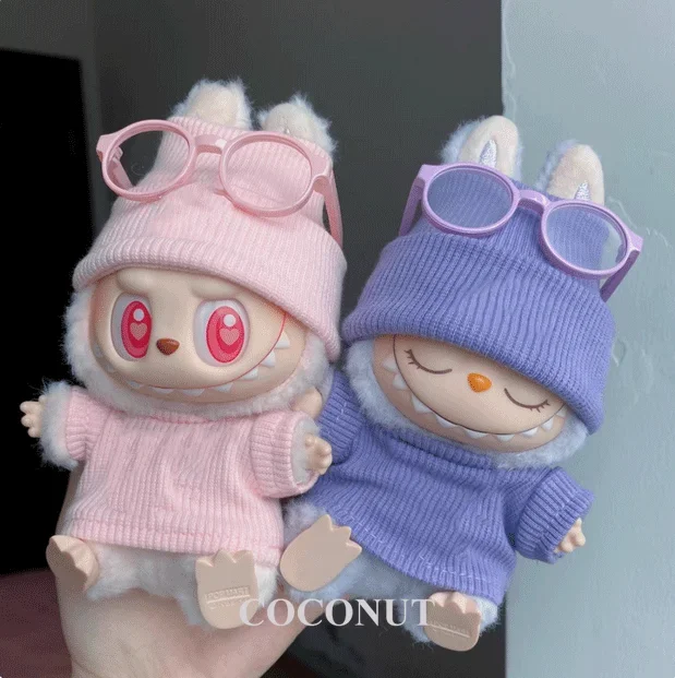 

Labubu Ropa Threaded knitted flanged cap pullover knitted T-shirt Doll Accessories Labubu Trendy Clothes