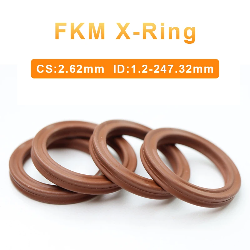 FKM X-Ring ID 1.2-247.32mm CS 2.62mm  Brown Fluorine Rubber Oil Sealing Washer For Hydraulic Cylinders Piston Rods