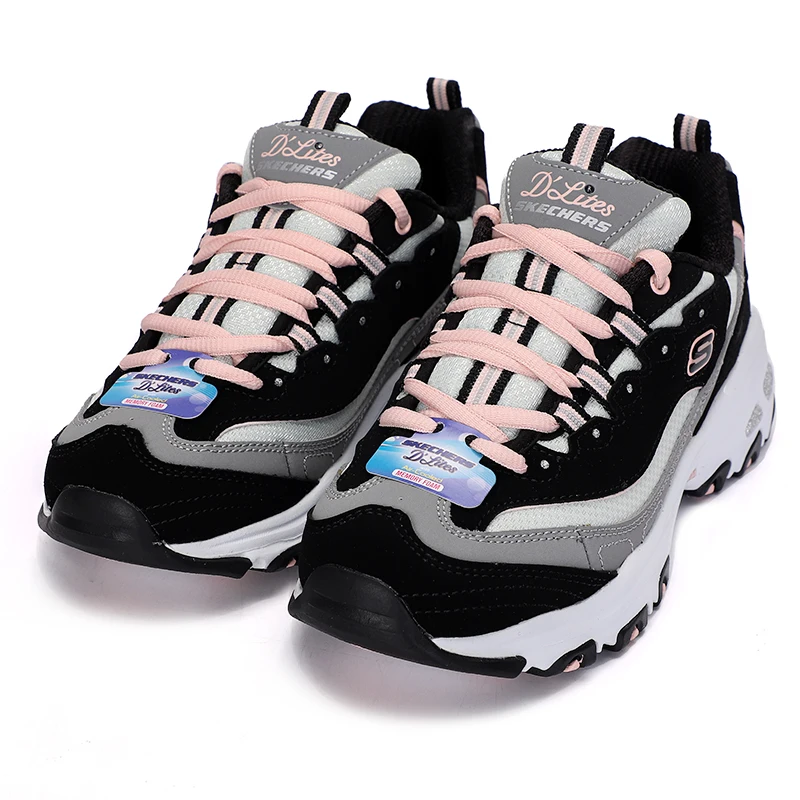 أحذية سكيتشرز النسائية D'Lites 1.0 أحذية كاجوال ذات نعل سميك أحذية الحليب والشاي والدب أحذية الباندا 13143-Bkgy #5