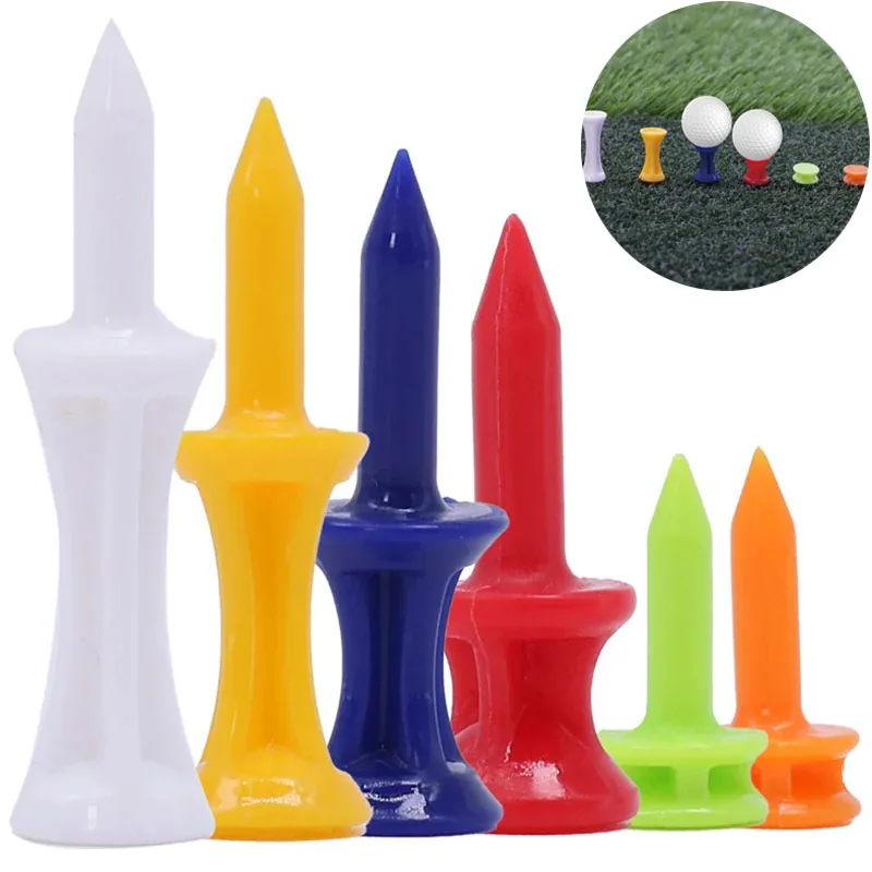 Nuevos tees de golf profesionales de 25mm-51mm, 20/15 piezas/paquete, color naranja Castle, accesorio para golfistas, tees de golf de plástico perfectos para pegar el tee.