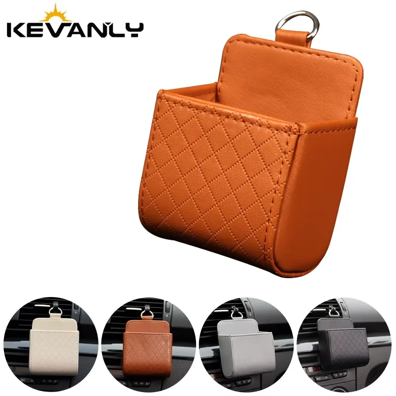 

1pc Car Storage Bag Air Vent Dashboard Tidy Hanging Leather Organizer Box Glasses Phone Holder Storage Organizer Car Accessorie