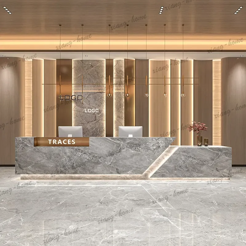 LSMarble sintered stone Customer center Modern high-end luxury design Computer desk reception counter schreibtisch -furniture