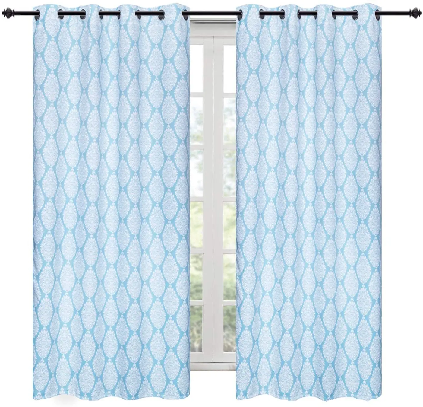 Blackout Curtains Thermal Insulated Light Blocking Grommets Curtain , Baroque 52 in. W x 84 in. L (2-Panel)