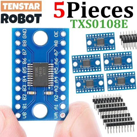 TENSTAR 5pcs TXS0108E Module 8 Channel Logic Level Converter Bi-Directional High Speed Full Duplex Shifter 3.3V 5V TXS0108