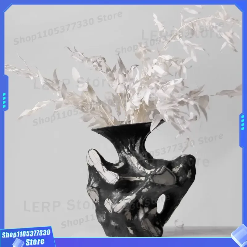 Hand Painted Chinese Flower Vase Artistic Home Decor for Living Room Entrance Hotel Model Room Sales Office Ornament Display