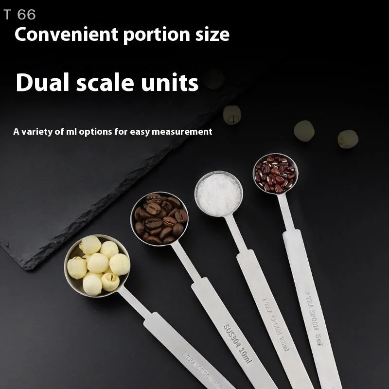 1/4Pcs 1.25/2.5/5/15ml Long Handle Stainless Steel Tablespoon Stackable Kitchen Measuring Spoon Fits Outdoor camping kitchenware