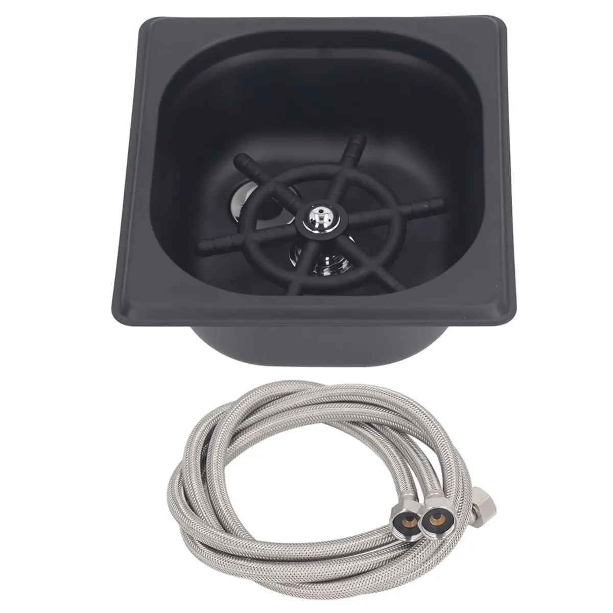 Glass Rinser Cup Washer with Multi-Angle Holes, Matte Black Finish for Restaurant, Kitchen, Cafe, Lab Sink