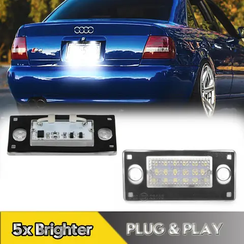 2Pcs LED Number License Plate Light Lamps For Audi A3 S3 8L 2000-2003 A4 S4 B5 RS4 1999-2001 Car Accessories OEM#8D9943021