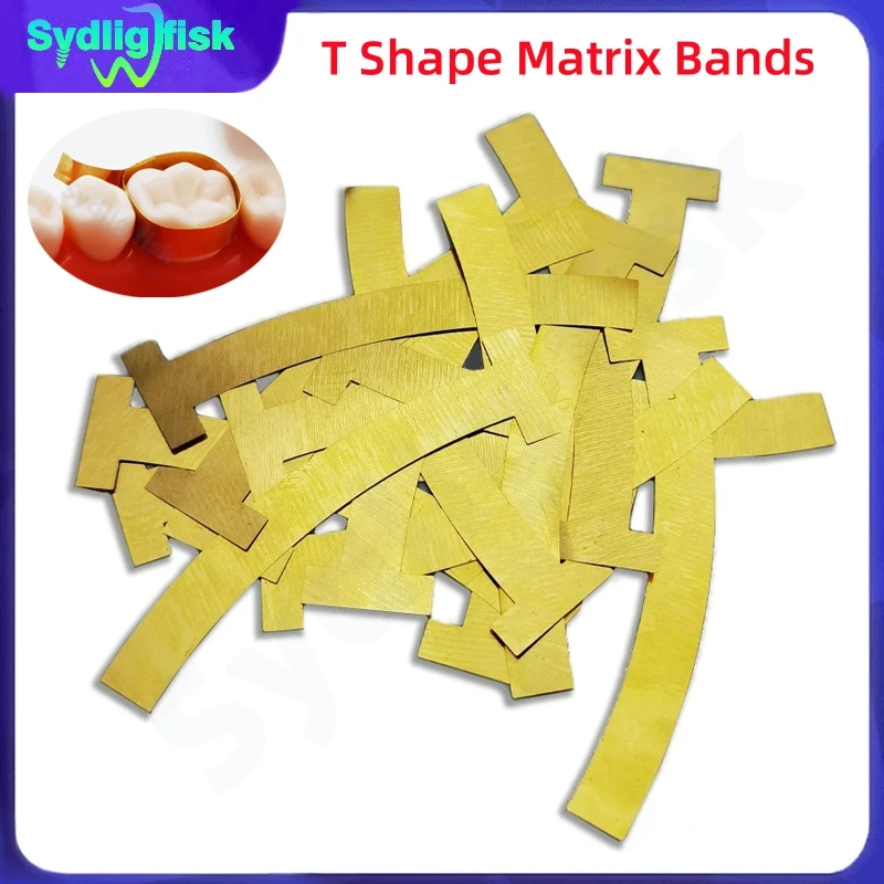 

20Pc/pack Dental T Shape Matrix Bands T-Band Metal Matrices Bands Straight/Curved Brass Steel 0.05mm Adjust Refill Forming Sheet