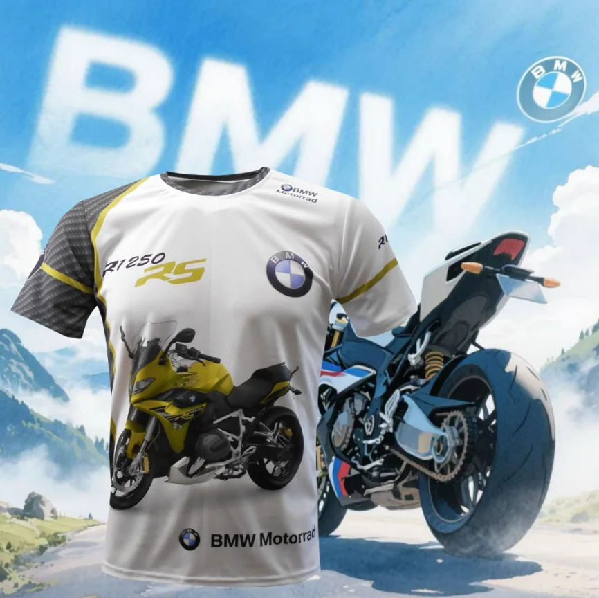 

25 Summer BMW R1250RS Motorcycle Men's Quick-drying T-shirt Cycling Suit Racing Suit New Short-sleeved Casual Breathable Fashion