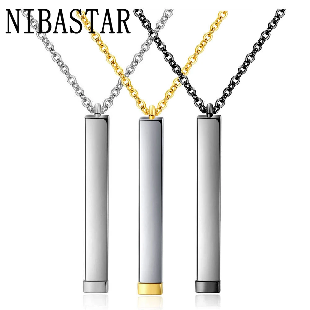 Customize New Four Sided Necklace Stainless Steel Cable Chain Jewelry Necklace Gifts For Him Valentines