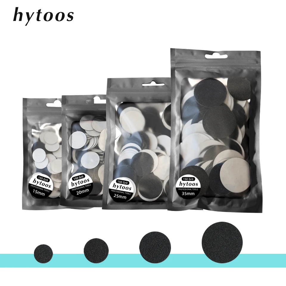 HYTOOS 100pcs/pack Replaceable Sanding Paper 15/20/25/35mm Pedicure Sandpaper Nail Bit Accessories Salon Foot Calluse Tool