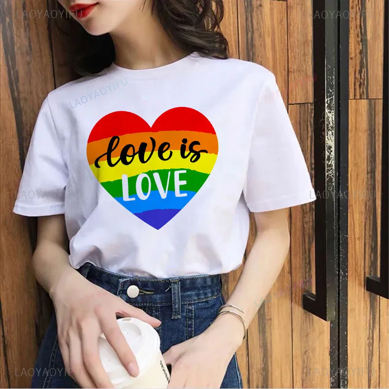 Pride Month Best Seller Print T-Shirt Watercolor Rainbow Wireless Signal Women Summer Cotton Cute Print Tee Tops Clothes Tshirt