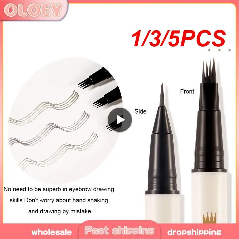 1/3/5PCS Lasts All Without Fading Waterproof Eyebrow Pencil Feathery Finish Provides A Soft Four-pronged Eyebrow Pencil