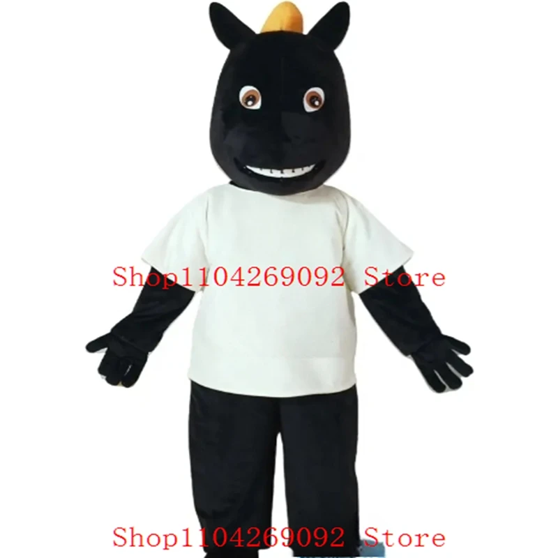 

Customized Company Design Business Prospexa Black Horse Mascot Costume Adult Cosplay Party Game Dress Outfit Christmas Holiday