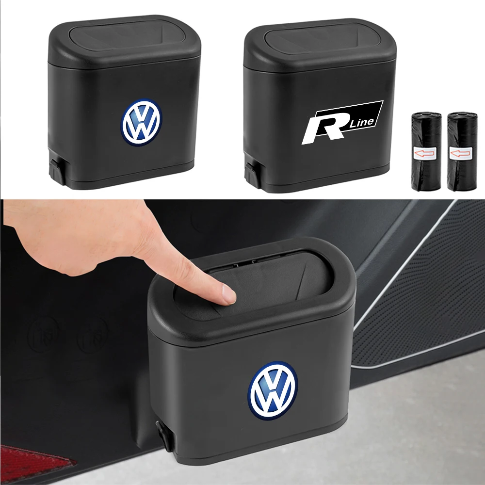 1Pcs Car Trash Can Side Door Hanging Trash Bin Storage Box For Volkswagen VW Rline Golf 5 6 7 Passat b8 Jetta Scirocco Polo Bora