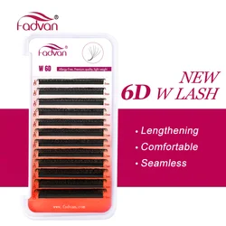 FADVAN New 6D-W Shaped C/D Curl Eyelash Extensions 0.07mm Soft Natural Professional Fake Lash High Quality Faux Mink Lashes