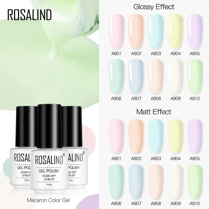 

ROSALIND Hybrid Varnishes Pure Color Gel Enamel Semi Permanent Nail Polish Art Decoration Macaron Soak Off Need Base And Top