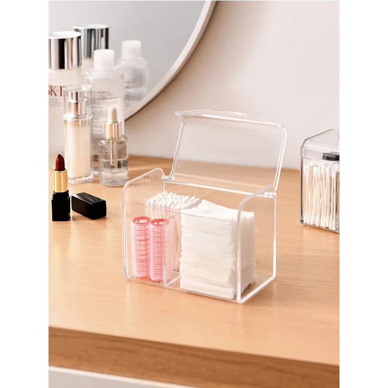 Waterproof Makeup Cotton Pads Storage Box Plastic Cosmetic Swabs Organizer With Lid Transparent Makeup Holder