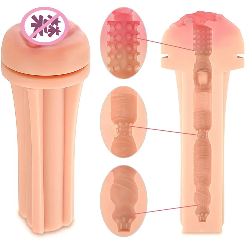 Flesh and LIght Male Masturbators Cup Realistic Silicone Artificial Vagina Pocket Pussy Male Masturbation Sex Toy For Men