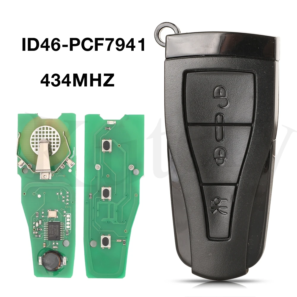 

jingyuqin 3 Buttons 434MHZ With ID46 PCF7941 Chip Remote Smart Car Key For MG Morris Garages MG6 MG550 Roewe 550 E550