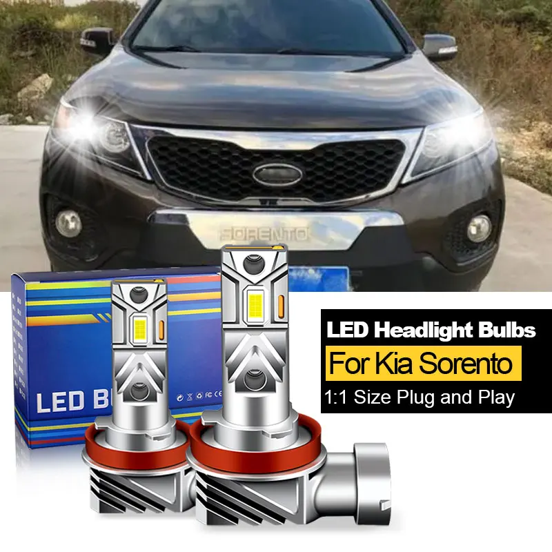 2PCS CANbus For Kia Sorento 2011 2012 2013 2014 2015 2016 LED Headlights H7 H9 H8 H11 High Low Beam 12V BulbS 20000LM White