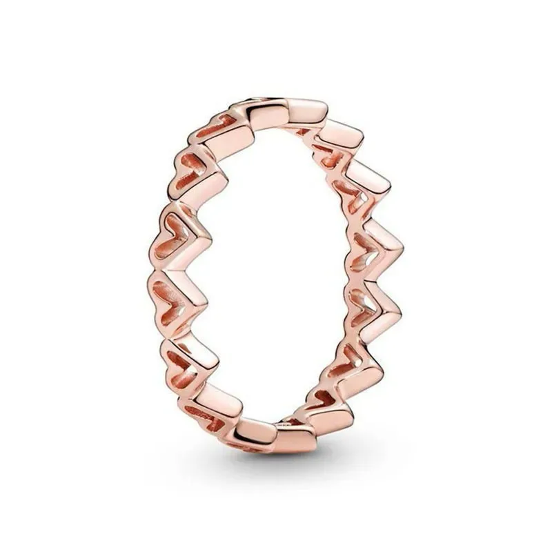 Placcatura in argento oro rosa donna originale popolare anello cuore scintillante moda gioielli di fascino di lusso fai da te