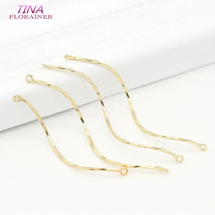 6PCS 14K Gold Color Plated Brass Warp Stick Connect Charms  Connector Jewelry Making Supplies Diy Findings