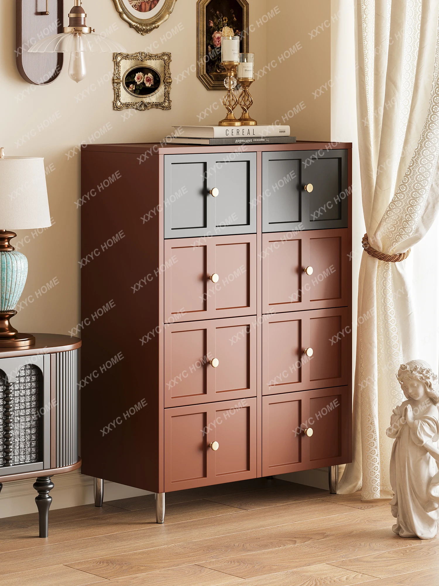 American retro locker medieval wall storage drawer cabinet