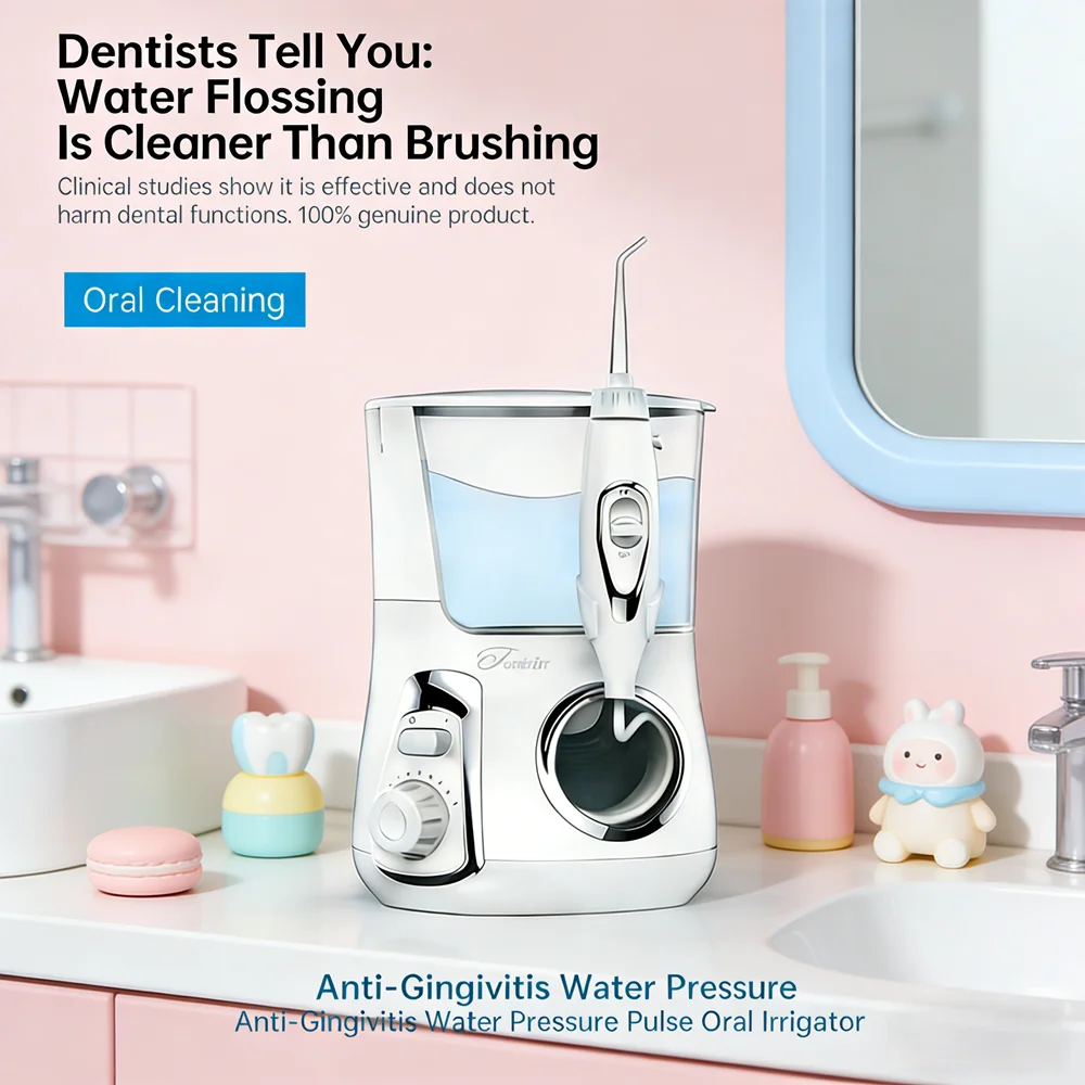 

Электрический ирригатор для полости рта с большим резервуаром 800 мл, 10 режимов, 5 насадок, профессиональный, для домашнего использования