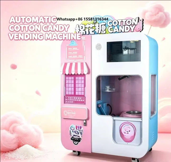 Commercial Unattended  Candy Vending Machine Robotic Arm Touch Screen Candy Floss Vending Machine