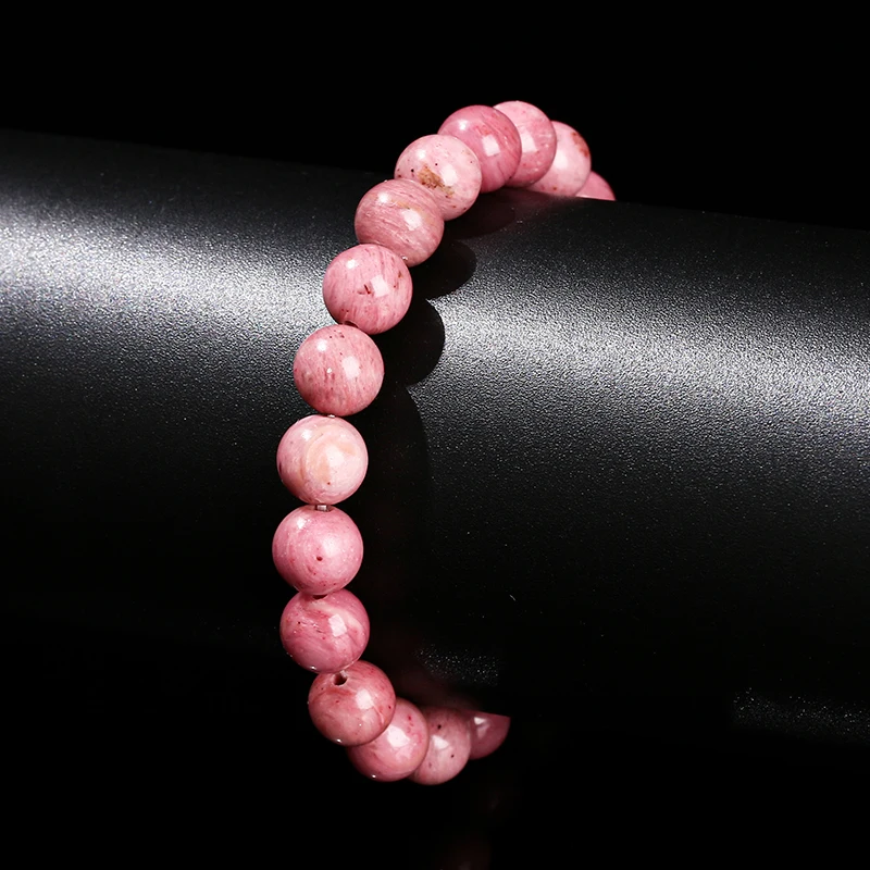 JD Natural Stone Rhodochrosite Ore Bead Bracelet Women Charm Yoga Meditation Prayer Reiki Energy Stone Jewelry Couple Party Gift