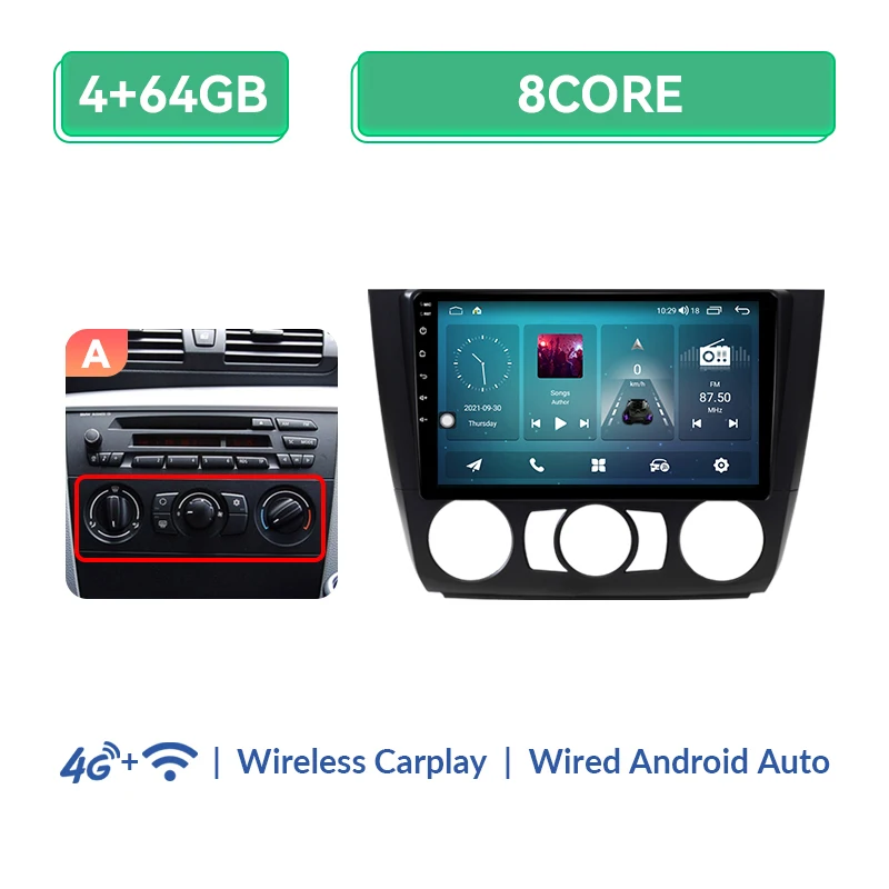 AI Voice Draadloze Carplay 8 + 128GB Autoradio Multimedia Voor BMW 1-Serie E88 E82 E81 E87 2004-2011 Android Navigatie GPS 4G Wifi