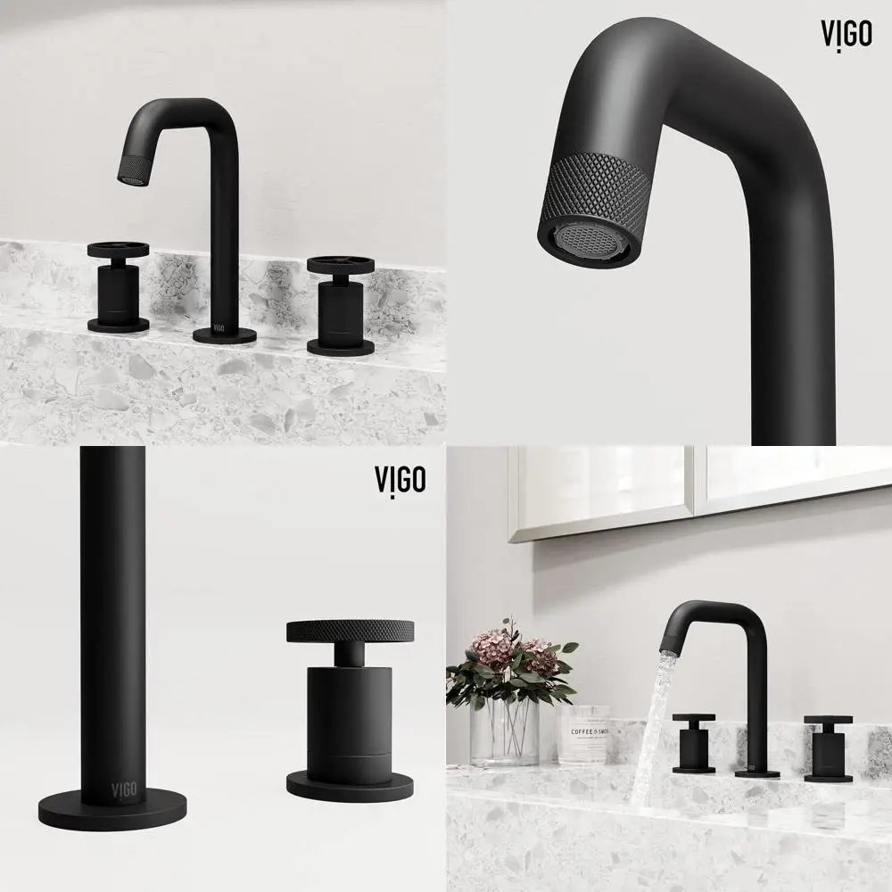 

8 Matte Black Two-Handle Three-Hole Widespread Bathroom Faucet