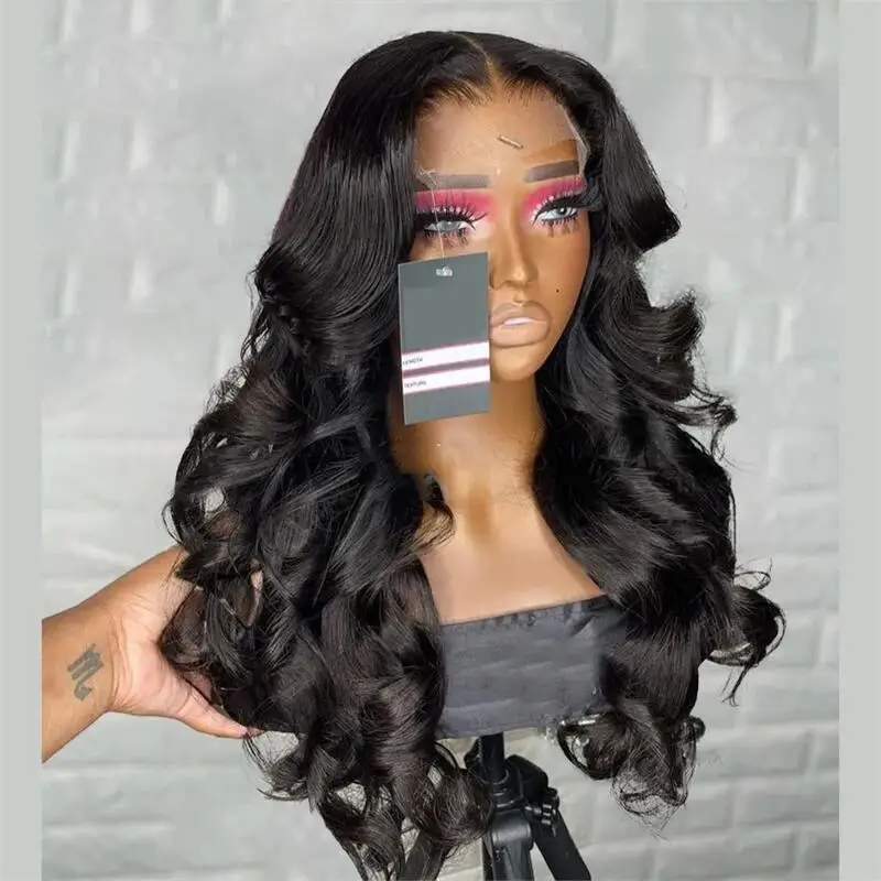 Preplucked 28'' Glueless Soft Black Body Wave 5x5 Silk Base Jewish Human Hair Wig With Baby Hair HD Lace European Hair Daily Wig