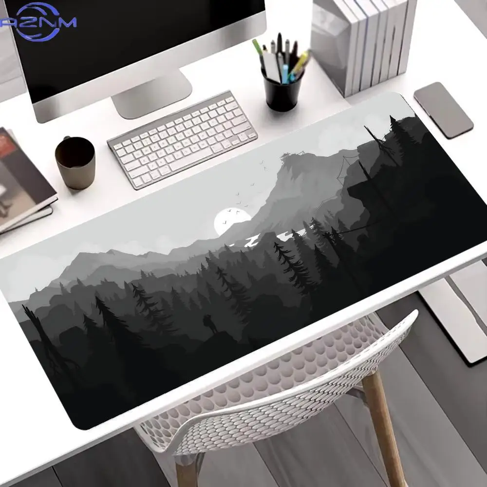 Gray Forest Mountain View Large Gaming Mouse Pad Extended Desk Mat Non-Slip Lockedge Keyboard Carpet for PC Laptop Office Home G