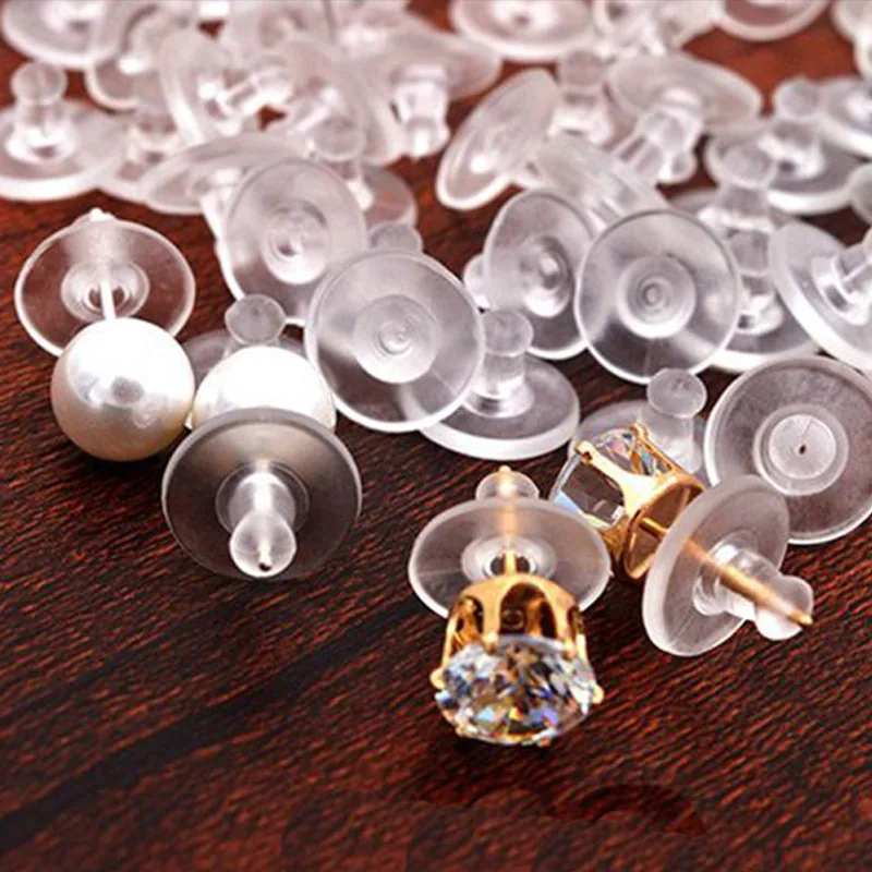 10Pcs/100Pcs/Lot Silicone Round Rubber Back for Stud Earrings Ear Plugging Earnuts White Earring Finding