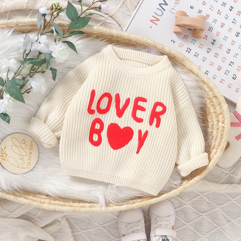 

Baby Sweater Knitted Infant Boys Girls Pullover Long Sleeve Autumn Newborn Children Clothing Fashion Letters Tops Outerwear Warm