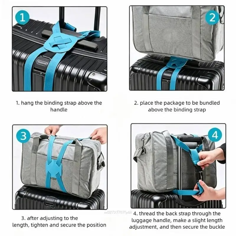 X5XA Stacked Luggage Carry Set for Rolling Cases, Adjustable 3 Piece Bag Connector with Handle Link Design for Airport and
